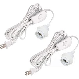 2 Pack Plug in Pendant Light Cord Kit, DIY Extension Hanging Lighting with E26 Socket & Switch - 15 FT