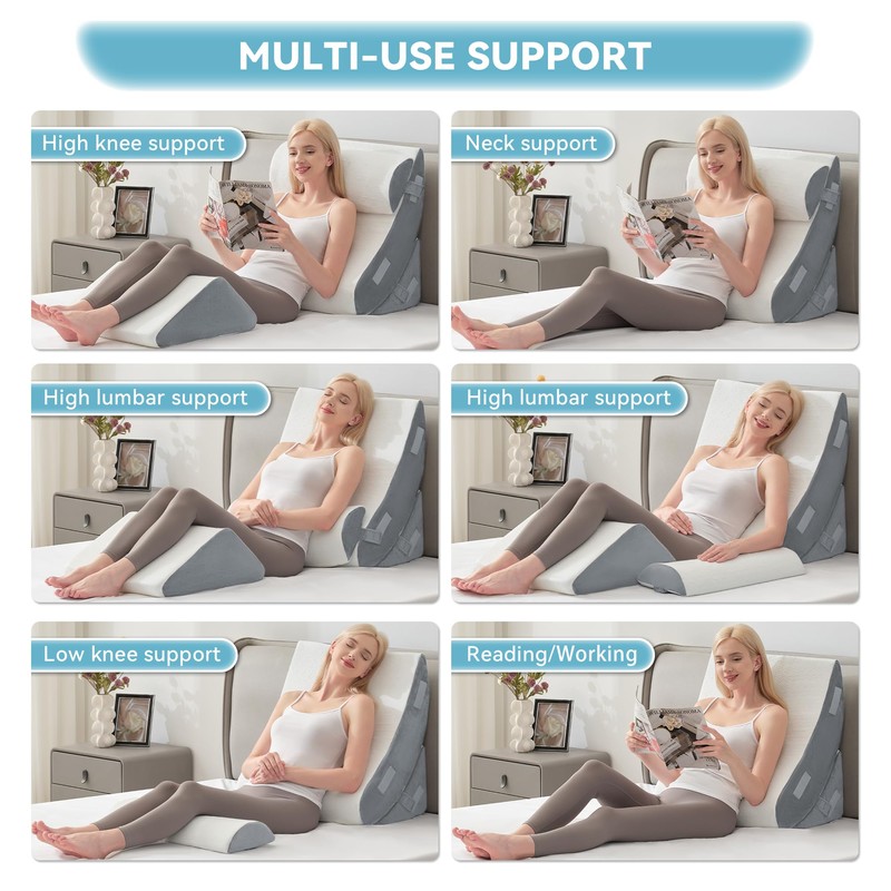 Kingfun 4pcs Orthopedic Bed Wedge Pillow Set for Post Surgery,