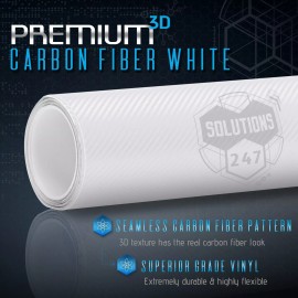Premium Top Grade Real Sheet Overlay 36" x 60" In Vinyl Wrap Bubble Free Air Release - 3D White Carbon Fiber Matte