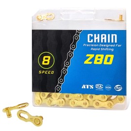 RainFlowwer Bike Chain 6/7/8 Speed, 1/2" x 3/32" 116 Links for Road Bike Mountain Bike, Gold