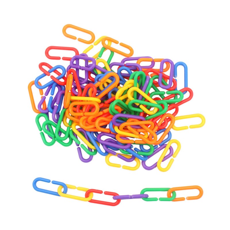 UEKPDM 100 Pieces Plastic C-Clips Hooks Chain Links Rainbow C-Links