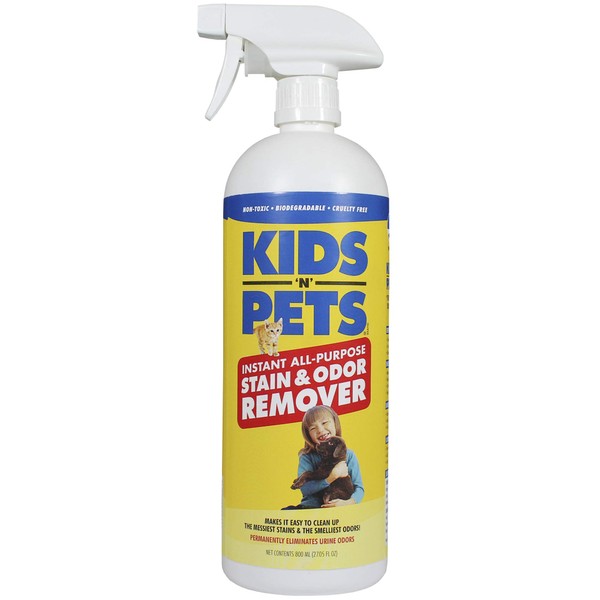 KIDS 'N' PETS - Instant All-Purpose Stain & Odor Remover – 27 fl oz - Permanently Eliminates Tough Stains & Odors – Even Urine Odors - No Harsh Chemicals, Non-Toxic & Child Safe, Multi-Color