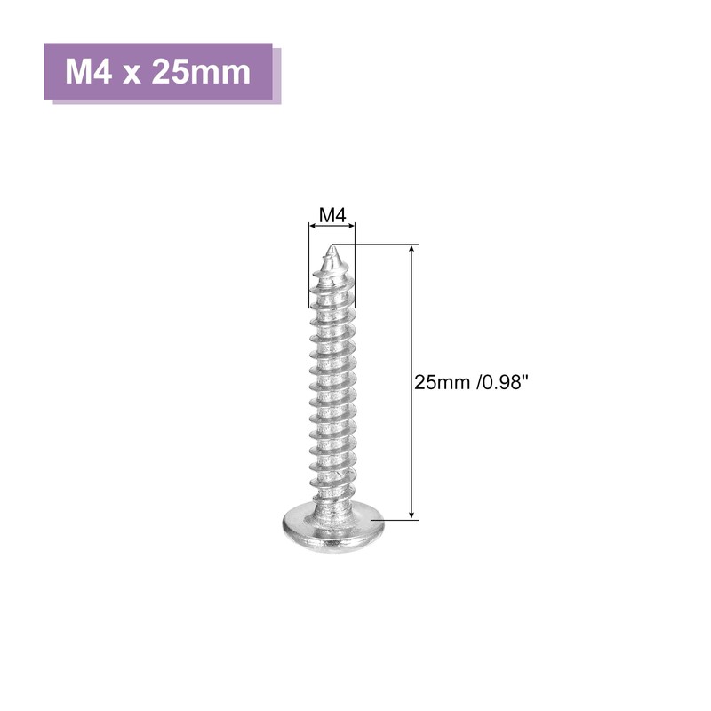 sourcing map M4x25mm Flat Head Phillips Drive Self Tapping Screws,