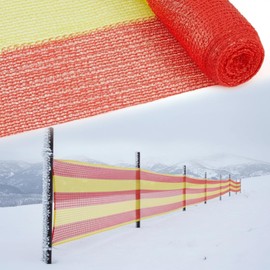 Maasechs 1 Roll 3.3' x 164' Safety Snow Fence Net HDPE High Visibility Temporary Barrier Construction Netting Safety Warning Roadblock for Snow Fencing Garden Poultry Driveway (Red and Yellow)