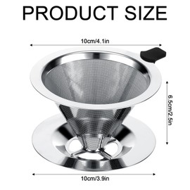 Kasanni Coffee Filter, Stainless Steel Coffee Filter, Reusable Coffee Filter, Easy to Clean, Ideal for Filtering Coffee, Paperless Coffee Filter for Pouring Coffee