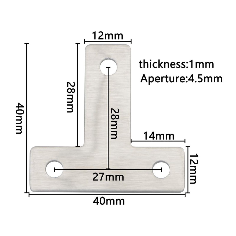 Pxyelec 20Pcs 3 Holes Angle Plate Corner Brace Flat T