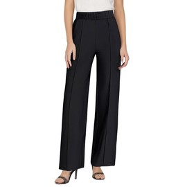 DIVASTORY Women's High Elastic Waisted Wide Leg Pants Business Work Trousers Long Straight Suit Pants (US, Alpha, Medium, Regular, Regular, Standard, Black)