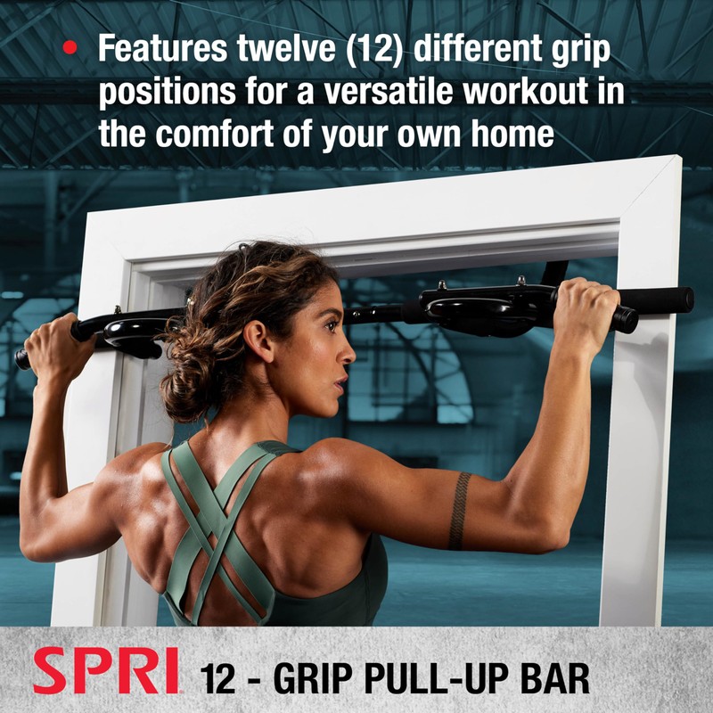 SPRI Pull Up Bar - 12-Grip Door Mounting Pull-Up Bar