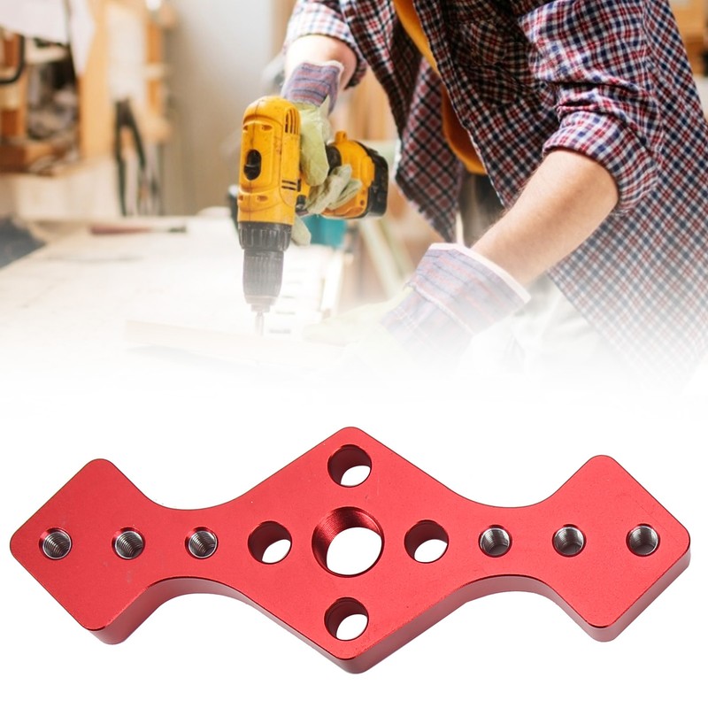 Woodworking Straight Hole Punch Locator Red Aluminum Alloy with Drill
