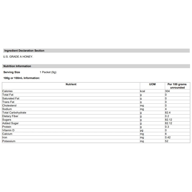 Honey Packets | Single Serve | 100% Pure And Natural