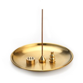 qingmeng Incense Stick Holder, 4-in-1 Incense Holder, Brass Smoker Stick Holder, 9 Hole Incense Holder, Incense Burner for Incense Sticks, Incense Cones, Meditation Accessories