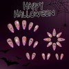 Uñas Postizas Halloween Almendra, Press On Acrílicas Llama Araña
