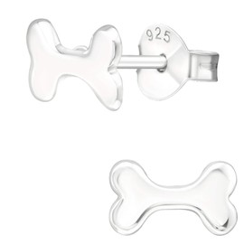 EYS JEWELRY Women's Earrings Dog Bone 925 Sterling Silver 5 x 8 mm Stud Earrings Women's Earrings, Sterling Silver, No Gemstone