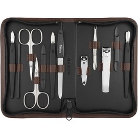 Solingen Manicure Set 12 Pieces - Nail Set Men and Women with Everything You Need for Manicure and Pedicure in High-Quality Faux Leather Case