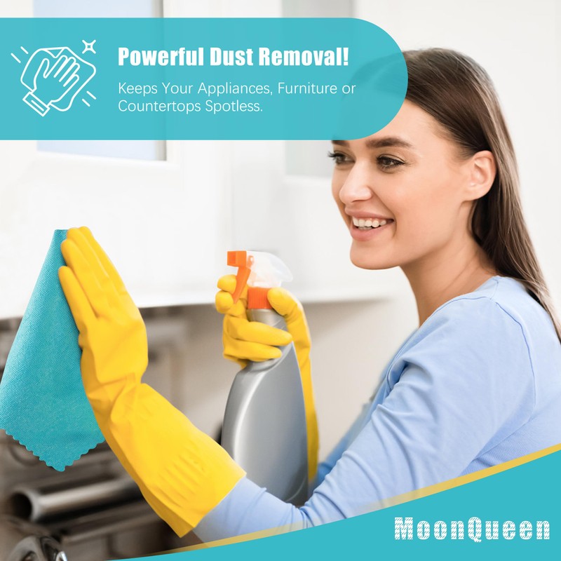 MOONQUEEN 12 Pack Microfiber Cleaning Cloth - Reusable Cleaning Rag,
