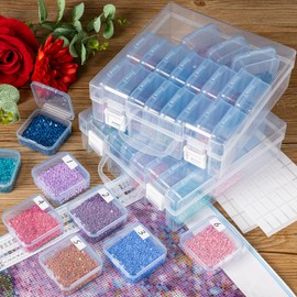 Diamond Painting Storage Box, Diamond Painting Accessory Boxes, 24 Grids, Transparent Diamond Painting Storage Box, Diamond Painting Beads Storage Box (2 Pieces - 24 Grids Blue)