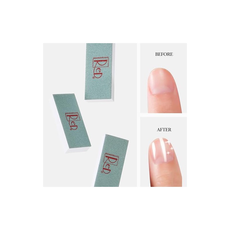 RED Dual-Sided Nail Buffer Block - 2-in-1 Grit Shine Files