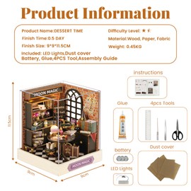 DIY Miniature House Kit - Wooden Dolls House with Dust Cover, Tiny Doll House Furniture Craft Kits Mini House Building Kit for Children Teens Adults Friends Birthday Home Decor(Moon Magic)