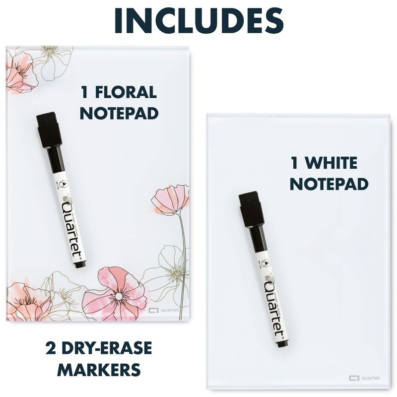Quartet Glass Desktop Notepad, 9" x 6", Whiteboard, Dry Erase
