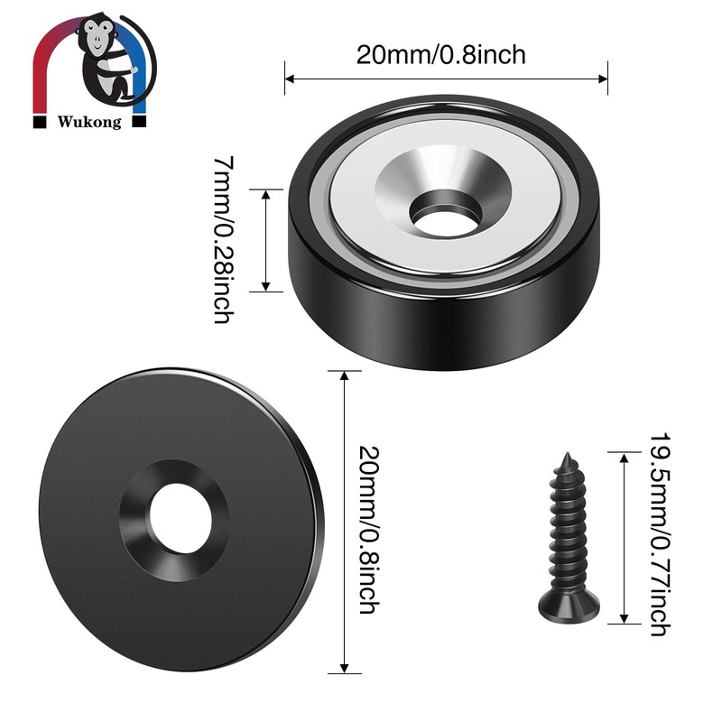 Wukong 10 Pieces Black Magnets 20 X 7 mm Force