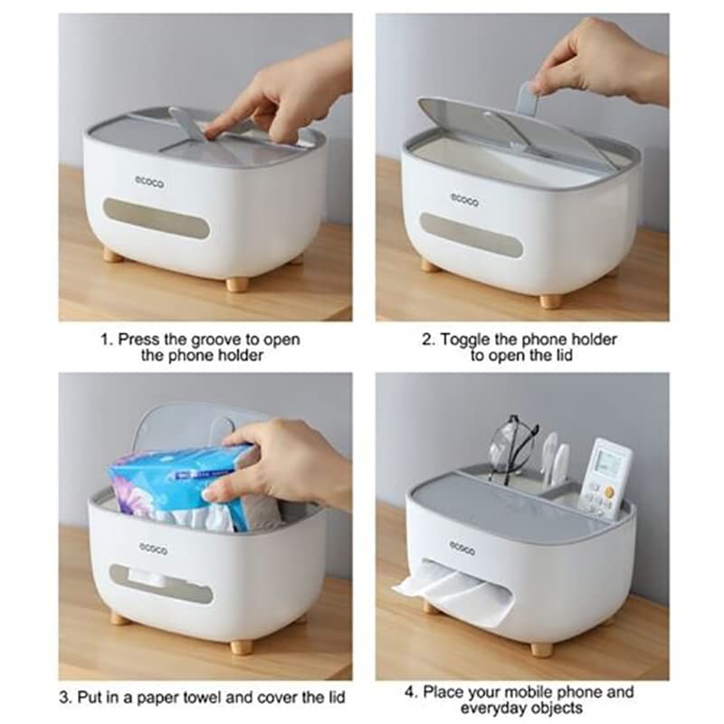 AIMALL Multifunction Tissue Box Cover and Storage Organizer, 8.27 x