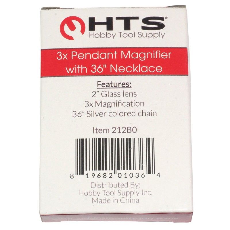 HTS 212B0 3X Silver Pendant Magnifier with 36" Necklace