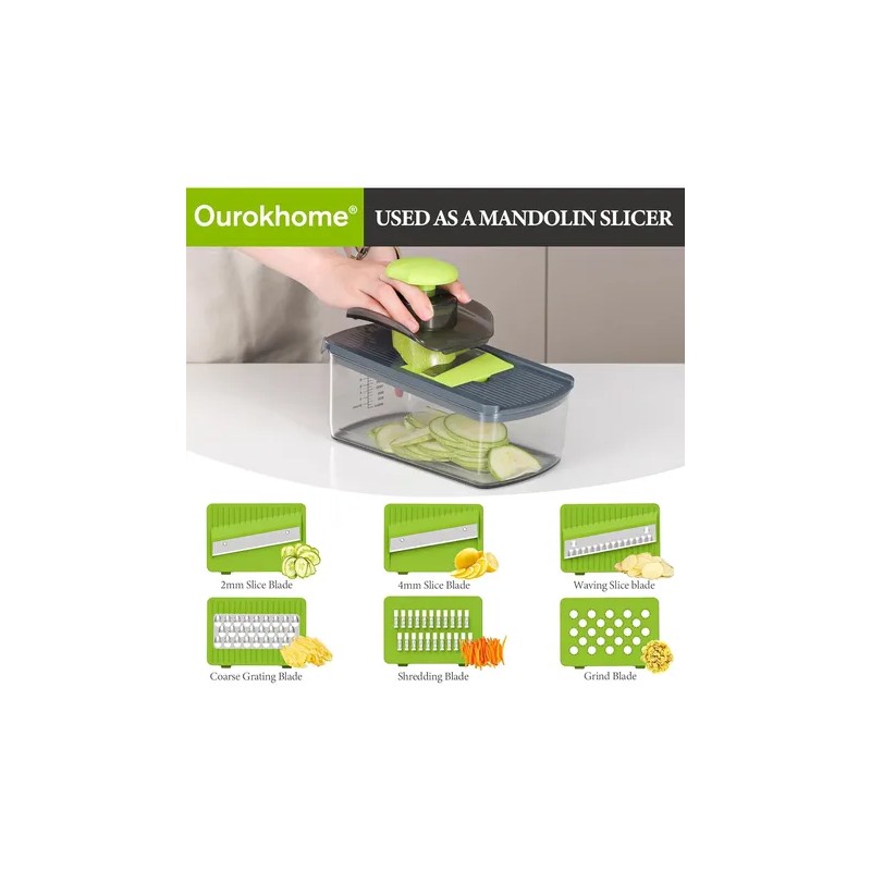 Picadora Manual De Alimentos Con Contenedor Y 8 Cuchillas