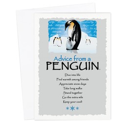 Your True Nature Advice from a Penguin 6 Christmas Winter Holiday Cards, Sustainable Blank Inside Card Pack for Any Occasion (GCADVPENG6-BLANK)