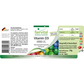 Fairvital Vitamin D3 1000 IU - 25mcg Cholecalciferol per capsule - 90 Capsules