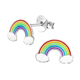 FIVE-D Children's Rainbow Earrings 925 Sterling Silver in Jewellery Case, Silver