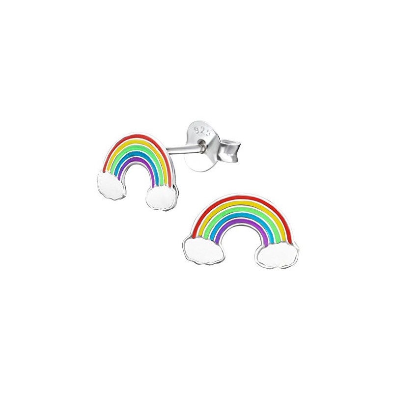 FIVE-D Children's Rainbow Earrings 925 Sterling Silver in Jewellery Case,