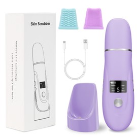 Skin Scrubber Facial Spatula - 4-in-1 Deep Cleansing Tool for Pore Extraction, Fast Charging Dock Blackhead Remover Face Spatula for Facial Skincare Women Gift (Purple)