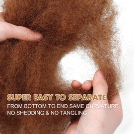 Vecago Afro Kinkys Bulk Human Hair, 4c Curly Hair for Permanent Sister Locs/Mini Twists/Braids/Repair Can Dye and Bleach(18 inch),Auburn Brown