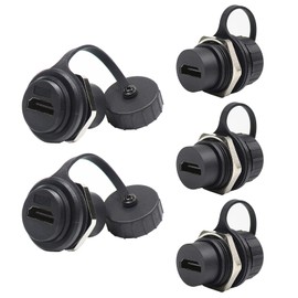PENGLIN 5-Pack Waterproof HDMI Coupler, Panel Mount Pass Through Connector, Female to Female HDMI Bulkhead Extension Adapter - 4K 30Hz, 3D & HDR