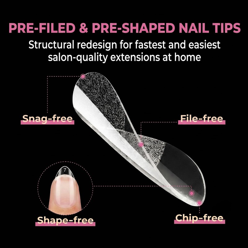 Misssix Short Almond Gel Nail Kit, 432Pcs Pre Etched Clear