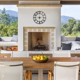 SUKYING Large Outdoor Clock, 30 Inch Silent Non-Ticking Battery Operated Outdoor Wall Clock, Black Modern Metal Wall Clock for Patio, Porch, Pool Area, Kitchen, Bedroom, Living Room, Farmhouse Decor