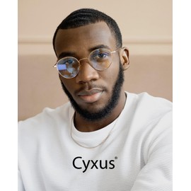 Cyxus Blue Light Blocking Glasses For Women Men Round Metal Frame Computer Gaming UV Protection Retro Glasses.