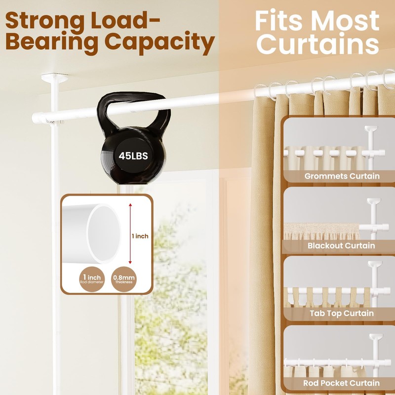 BONPALLY Room Divider Curtain Rod for Wide Space Room Separation,