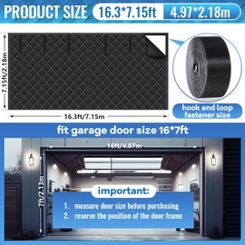 Tingjoo Garage Door Screen Insulation Kit Magnetic Thermal Insulated Door Screen Garage Winter Door Curtain for Car Garage Door Blanket Weatherproof, Windproof, Soundproof(16 x 7 ft)