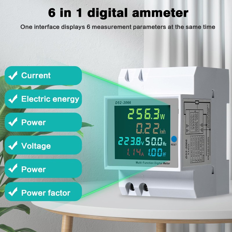 DEWIN Digital Electricity Meter, Single Phase Energy Meter Current Voltage