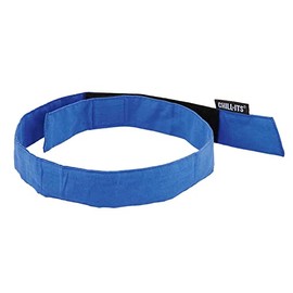Ergodyne Chill-Its 6705 Evaporative Polymer Cooling Bandana - Hook & Loop Closure, Solid Blue