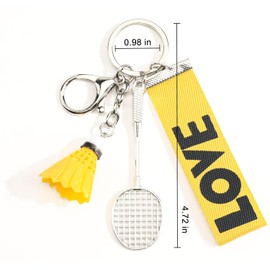 Tranbath Keychain Feather Racket Charm, Cute Cartoon Keyring, Friendship Gifts, Girlfriend, Boyfriend, Teacher Gifts, Friendship Keyrings, Unique Travel Accessories for Women (Yellow)