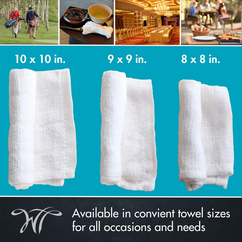 WT WHITE TOWEL SERVICES 9"x 9"inch Moist Cotton Towel Individually