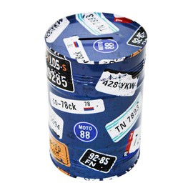 Original Design Petroleum Barrel Matriculas Riders Route 66 Large Money Box Adult Money Box Gift Money Box XL (15x10) (Blue License Plate)