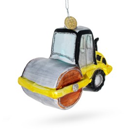 Road Roller Blown Glass Christmas Ornament