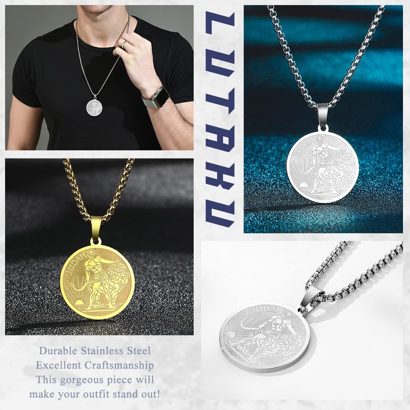 chengxun 316L Stainless Steel Lion of Judah Necklace Women Mens