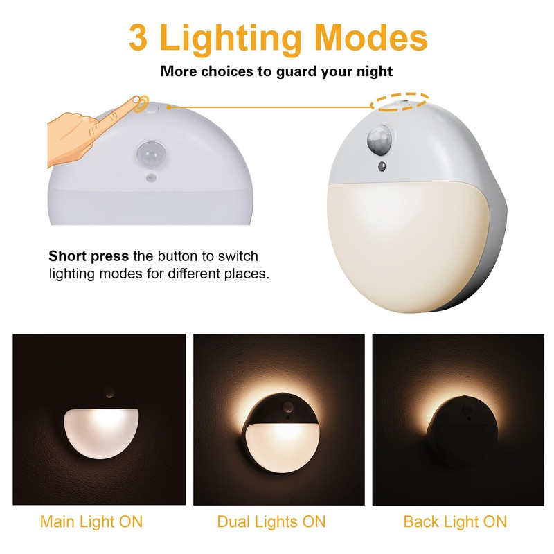 YUNLEX 6 Pack Stair Lights Indoor, 2.6" Small Stick on