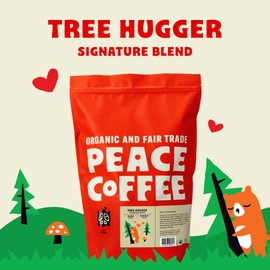 Peace Coffee Tree Hugger Signature Blend | 5 lb Ground Dark Roast | Organic Fair Trade | Soft, Smooth Flavor | Shade Grown, Fresh Roasted