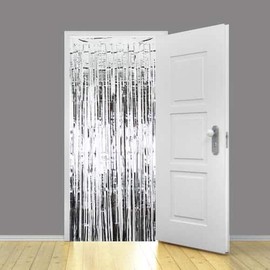 Tinsel Foil Fringe Backdrop-Silver Door Window Curtain/Backdrops Party Decoration