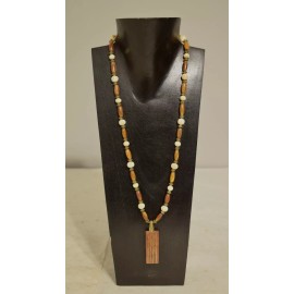 Handmade Necklace India Perfume Bottle Brown Horn Bone Beaded Necklace